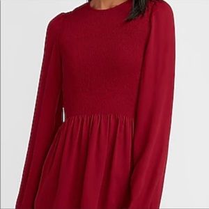 Express red (maroon) long sleeved peplum blouse size medium